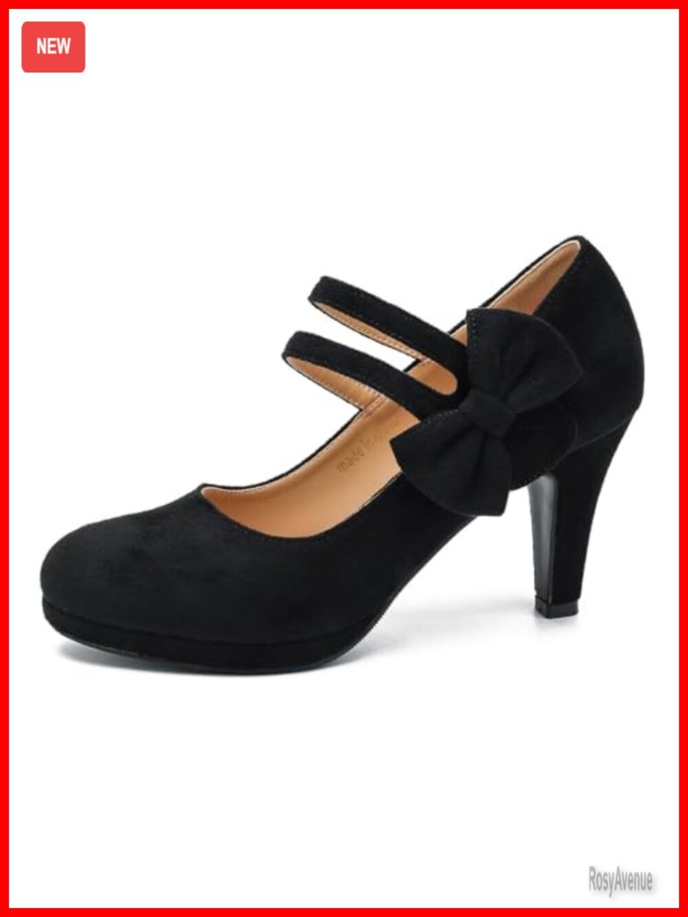 Faux Velvet Kitten Heel Pumps Round Toe Double Ankle Strap Work Shoes